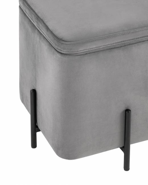 Пуф Грейс квадрат с ящиком велюр серый