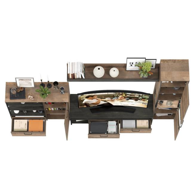 Стенка в гостиную с подсветкой серии Трувор № 21 цвет дуб гранж песочный/интра Стенка в гостиную с подсветкой серии Трувор № 21 цвет дуб гранж песочный/интра