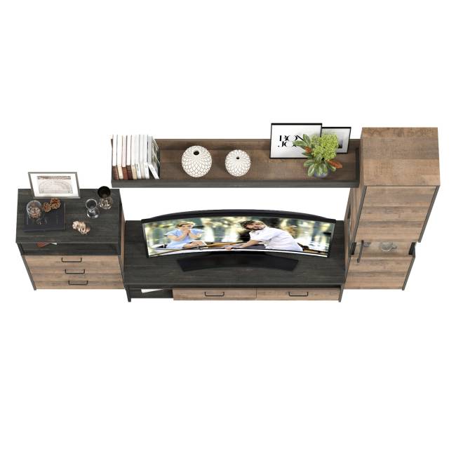 Стенка для гостиной с подсветкой Трувор № 23 цвет дуб гранж песочный/интра