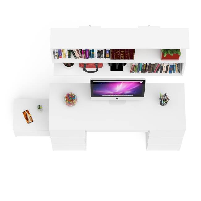 Двухтумбовый стол компьютерный Мори МС-2 с тумбочкой с ящиком и полкой на 1200 цвет белый Двухтумбовый стол компьютерный Мори МС-2 с тумбочкой с ящиком и полкой на 1200 цвет белый