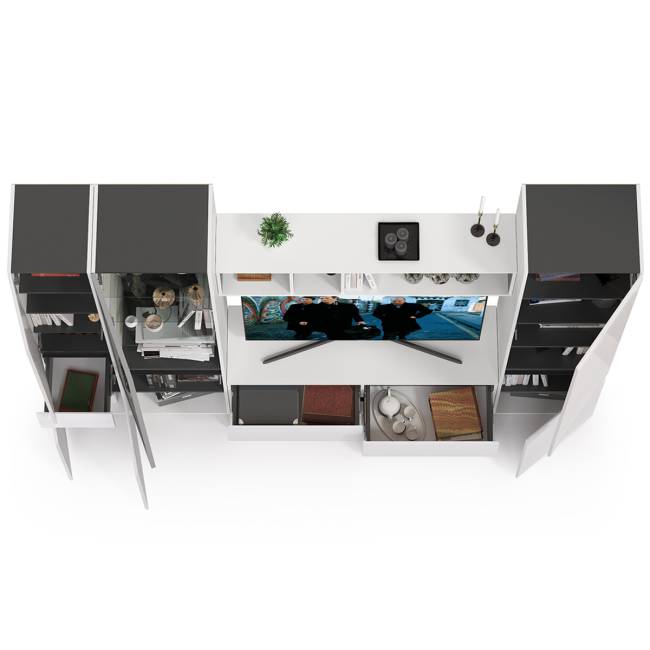 Сидней Комплектация № 25 цвет белый/чёрный/фасады МДФ белый глянец