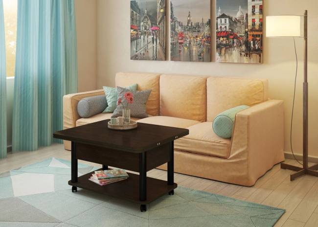 Стол-трансформер Дебют 3 темный венге / ножки черные