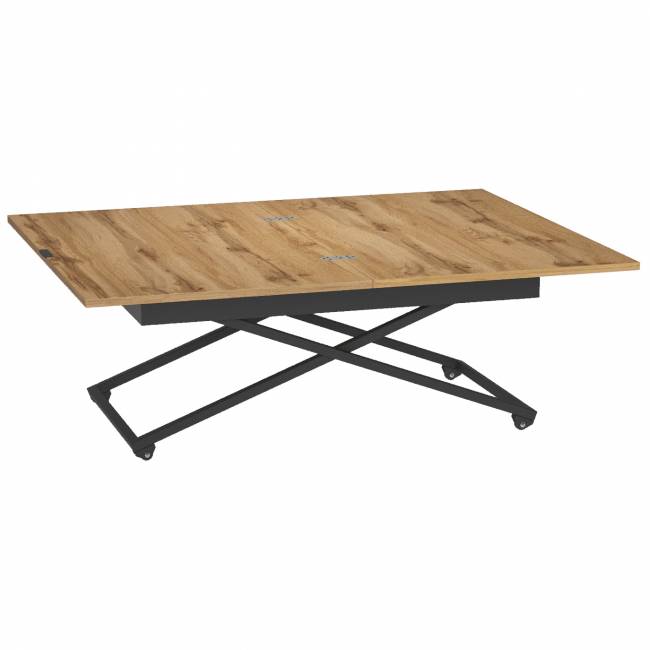Стол универсальный трансформируемый АНДРЭ Loft ЛДСП дуб вотан/чёрный
