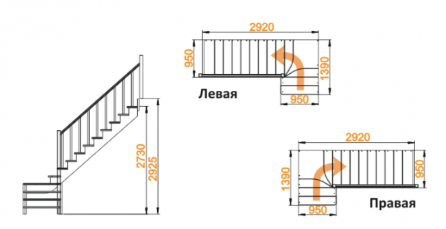Деревянная лестница К-031м/1 Деревянная лестница К-031м/1