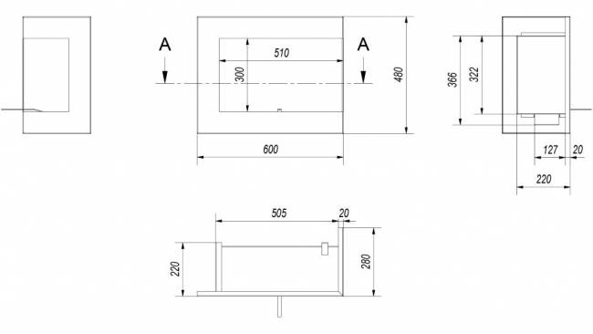 Биокамин Kratki DELTA/P/600 угловой