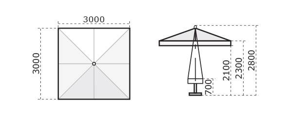 Зонт профессиональный 3х3 м Palladio Standard натуральный, слоновая кость 3000х3000 мм Зонт профессиональный 3х3 м Palladio Standard натуральный, слоновая кость 3000х3000 мм