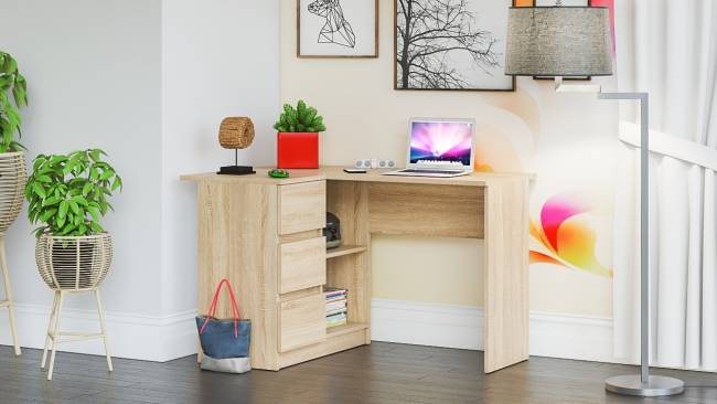 Угловой компьютерный стол Мори МС-16 правый цвет дуб сонома Угловой компьютерный стол Мори МС-16 правый цвет дуб сонома