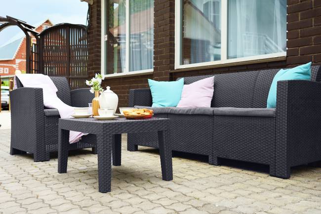 Arizona b:rattan, Диван трехместный, антрацит (3-х местная подушка) Arizona b:rattan, Диван трехместный, антрацит (3-х местная подушка)