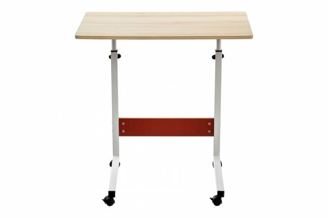 Стол многофункциональный на колесах, 60x40 см, «РОЛЛ», 2 ножки, регул.высота, мдф, металл, св. дерево, белый Стол многофункциональный на колесах, 60x40 см, «РОЛЛ», 2 ножки, регул.высота, мдф, металл, св. дерево, белый