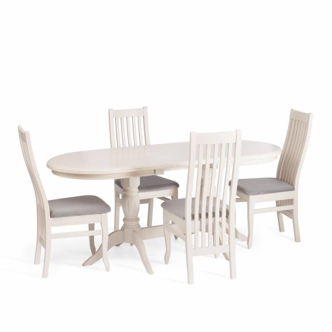 Стул DOLCE мягкое сидение бук, 40х46х100см, ivory white, велюр Tenerife Ultimate grey белый бук