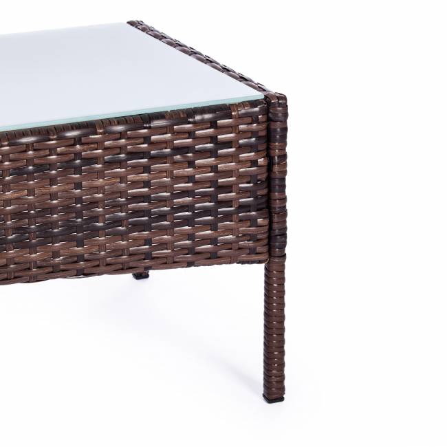 Лаундж сет [диван+2кресла+столик+подушки] (мод.210013 А) пластиковый ротанг, 107х60х83см/60х60х83см/79,5х45,5х34см, темно-коричневый, ткань DB-18 серый темно-коричневый, ткань DB-18 серый пластиковый ротанг