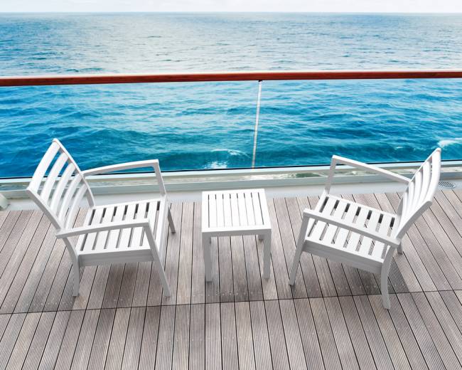 Столик пластиковый для лежака Ocean Side Table белый 450х450х450 мм Столик пластиковый для лежака Ocean Side Table белый 450х450х450 мм