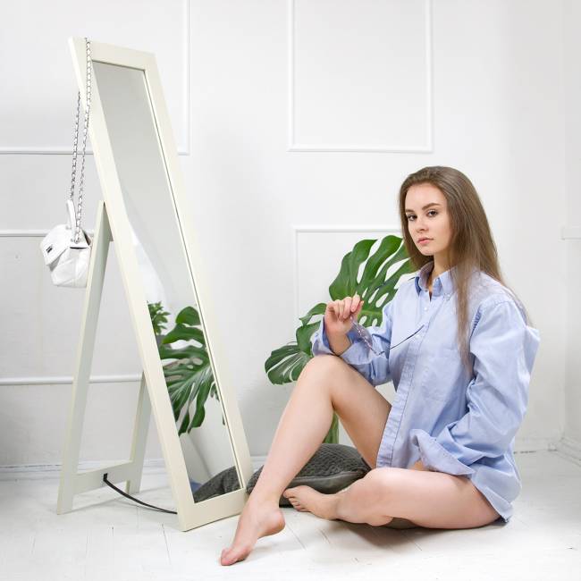 Зеркало напольное BeautyStyle 8 слоновая кость 138 см х 35 см