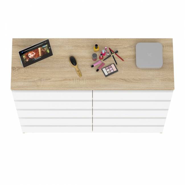 Комод высокий на десять выдвижных ящиков Мори МК1200.10 цвет дуб сонома/белый Комод высокий на десять выдвижных ящиков Мори МК1200.10 цвет дуб сонома/белый