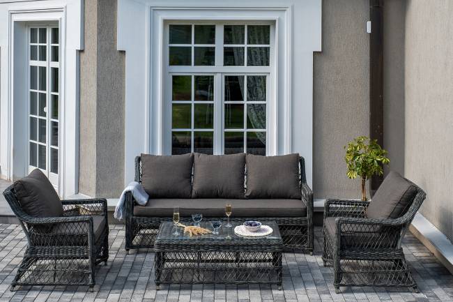 "Гранд Латте" лаунж-зона из искусственного ротанга, цвет графит "Гранд Латте" лаунж-зона из искусственного ротанга, цвет графит