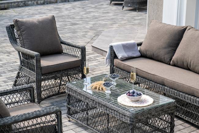 "Гранд Латте" лаунж-зона из искусственного ротанга, цвет графит "Гранд Латте" лаунж-зона из искусственного ротанга, цвет графит