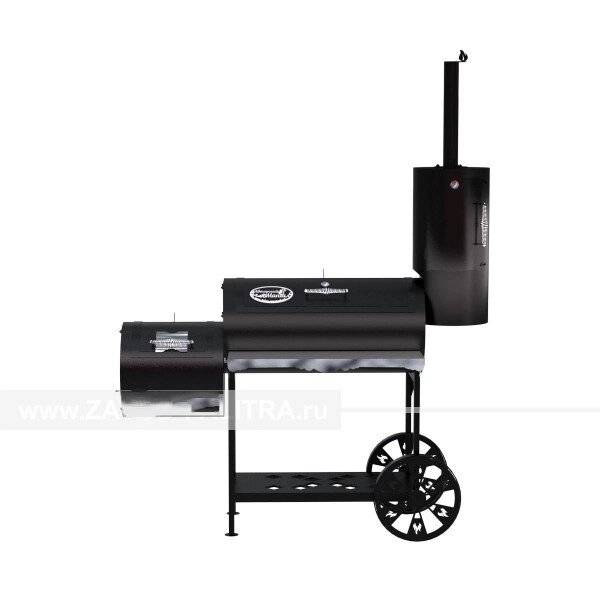 Гриль-Смокер XXL, из стали толщиной 5 мм, с топкой слева, в термостойкой покраске