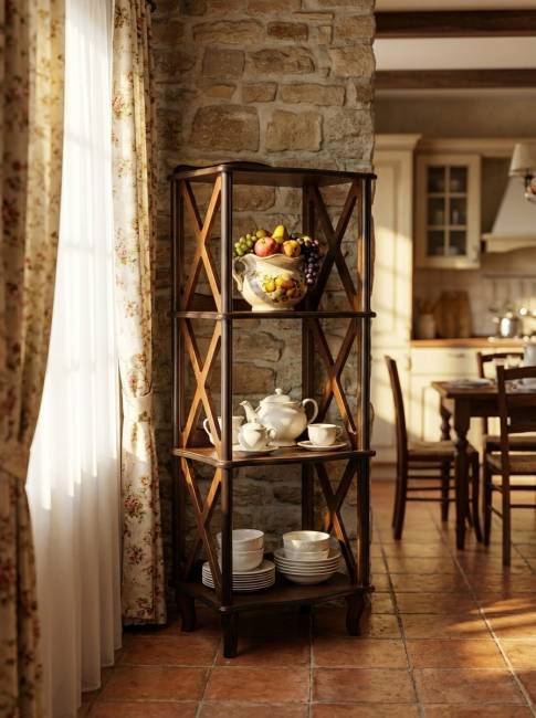 Этажерка-стеллаж Джульетта 3 уровня, орех Л