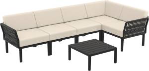 Комплект пластиковой мебели Portofino Lounge Corner черный, бежевый