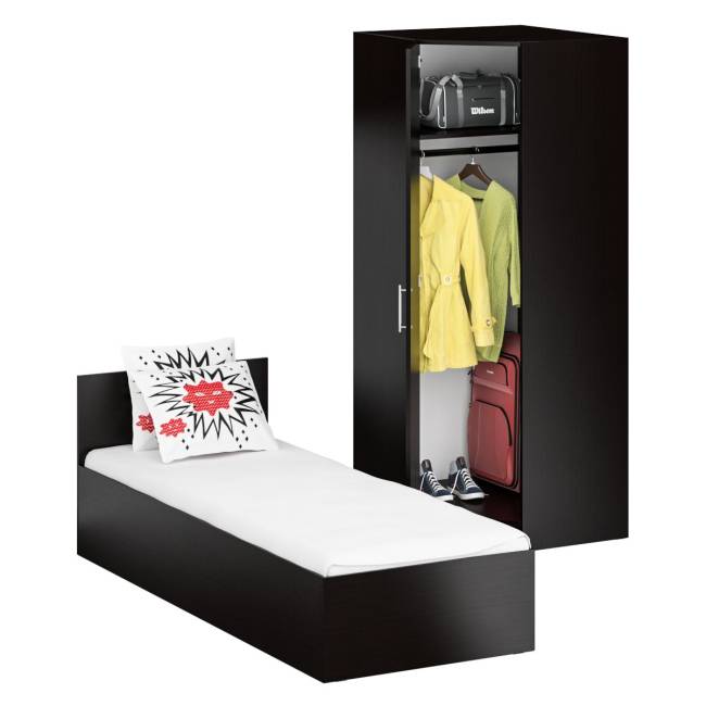 Кровать односпальная 800 с угловым шкафом Стандарт цвет венге Кровать односпальная 800 с угловым шкафом Стандарт цвет венге