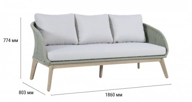 Диван деревянный трехместный Madrague светлый тик, бежевый 1860х803х774 мм