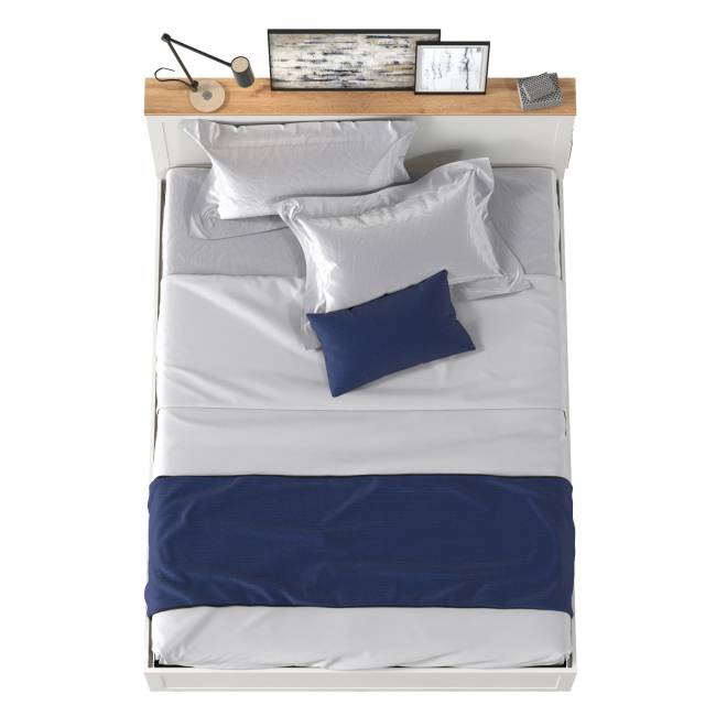 Двуспальная кровать Остин 1600 с ортопедическим основанием цвет белый шагрень/дуб крафт золотой