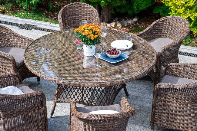 "Эспрессо - 150 R" обеденная группа плетеная, цвет коричневый "Эспрессо - 150 R" обеденная группа плетеная, цвет коричневый