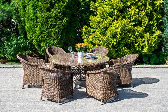 "Эспрессо - 150 R" обеденная группа плетеная, цвет коричневый "Эспрессо - 150 R" обеденная группа плетеная, цвет коричневый