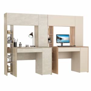 Два стола с надстройкой Комфорт 12.71 цвет дуб крафт серый/шёлковый камень/гикори рокфорд натуральный/сатин