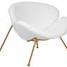 Кресло дизайнерское DOBRIN EMILY, белый (букле) ткань, золотое основание
