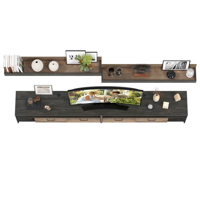 Две тумбы для аппаратуры с двумя навесными полками Трувор цвет дуб гранж песочный/интра Две тумбы для аппаратуры с двумя навесными полками Трувор цвет дуб гранж песочный/интра