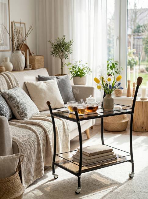 Стол сервировочный Поло чёрный/тонированное стекло