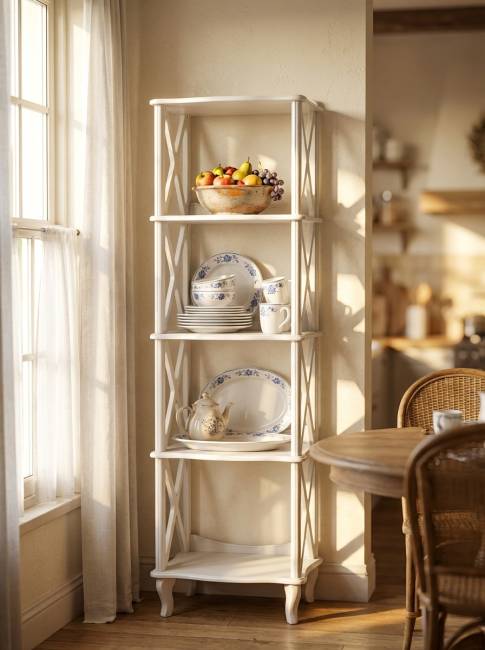 Этажерка-стеллаж Джульетта 4 уровня, молочный дуб Л