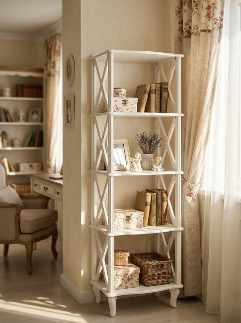 Этажерка-стеллаж Джульетта 4 уровня, молочный дуб Л