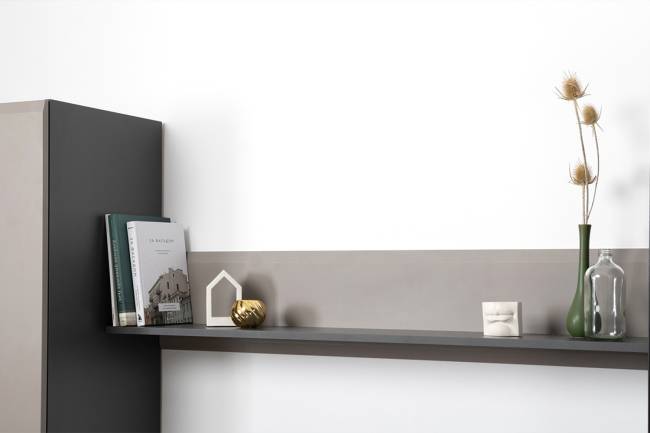 Две ТВ-тумбы с двумя навесными открытыми полками Сидней цвет антрацит/МДФ веллюто капучино