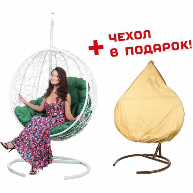 Плетеное подвесное кресло "Kokos White"