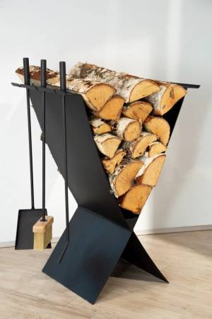 Дровница "EX", с каминными принадлежностями