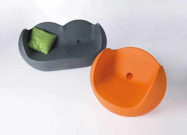 Диван пластиковый Blossy Standard слоновый серый 1590x850х750 мм Диван пластиковый Blossy Standard слоновый серый 1590x850х750 мм