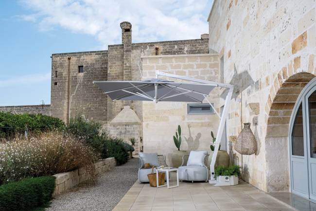 Зонт профессиональный 3х3 м Pompei Braccio белый, серо-коричневый 3000х3000 мм