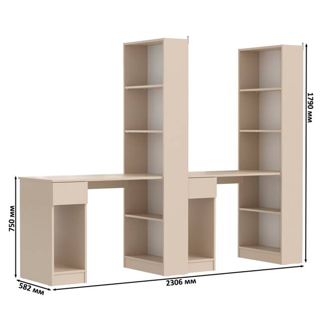 Лайт шкаф комбинированный с компьютерным столом 10.01 цвет сатин